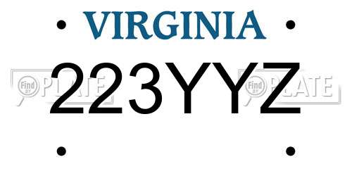 223YYZ Virginia License Plate