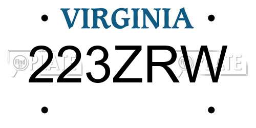 223ZRW Virginia License Plate