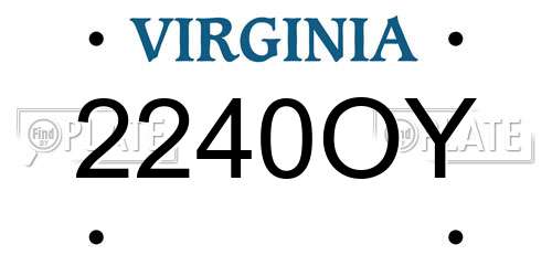 2240OY Virginia License Plate