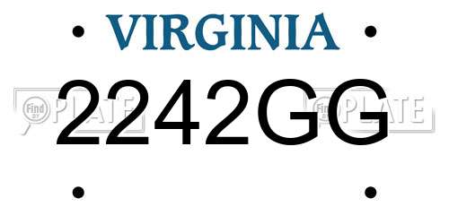2242GG Virginia License Plate