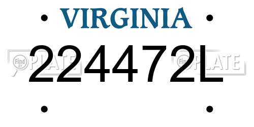 224472L Virginia License Plate