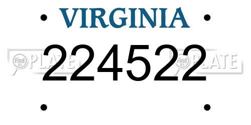 224522 Virginia License Plate
