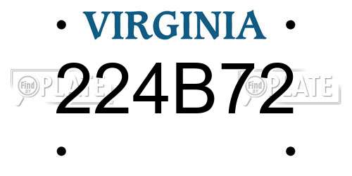 224B72 Virginia License Plate