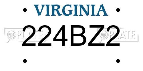 224BZ2 Virginia License Plate
