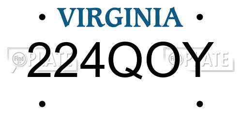 224QOY Virginia License Plate
