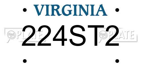 224ST2 Virginia License Plate