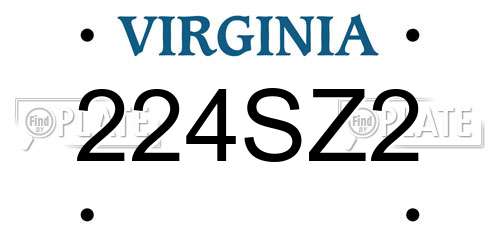 224SZ2 Virginia License Plate