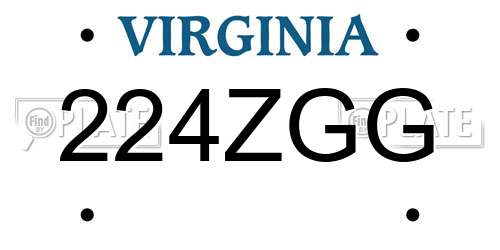 224ZGG Virginia License Plate