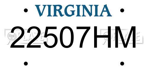 22507HM Virginia License Plate