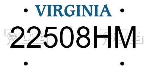 22508HM Virginia License Plate