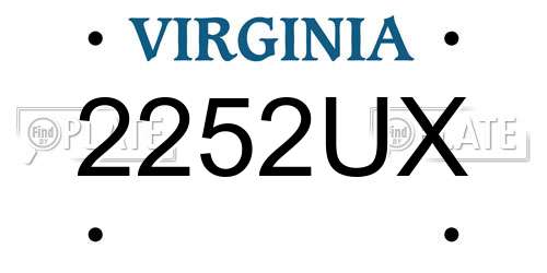 2252UX Virginia License Plate