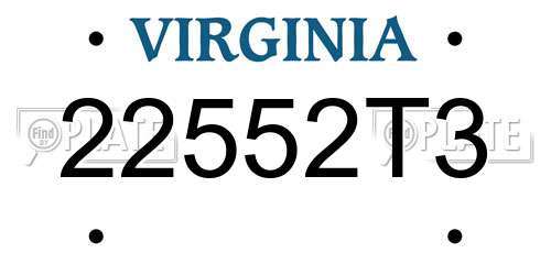 22552T3 Virginia License Plate