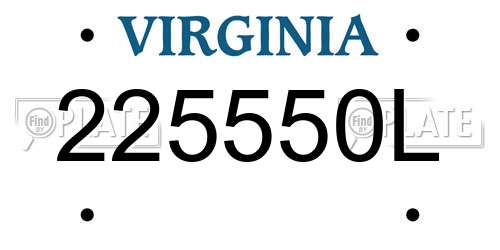 225550L Virginia License Plate