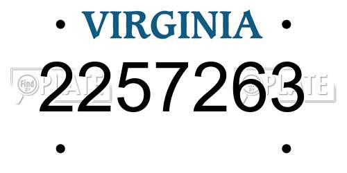2257263 Virginia License Plate