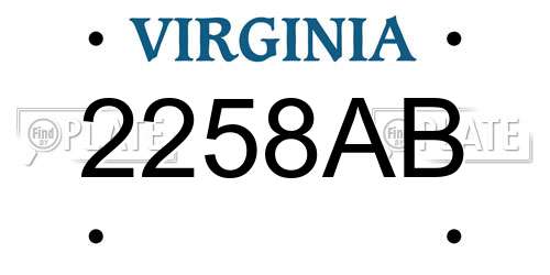 2258AB Virginia License Plate