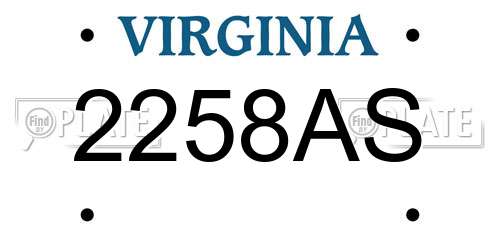 2258AS Virginia License Plate
