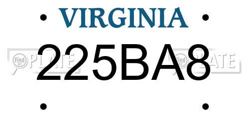 225BA8 Virginia License Plate
