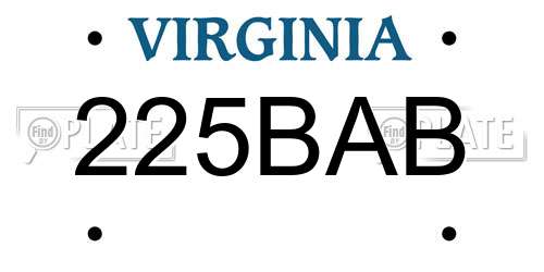 225BAB Virginia License Plate