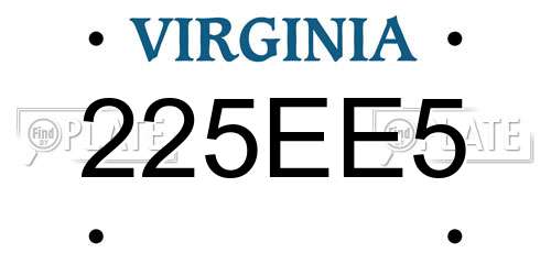 225EE5 Virginia License Plate