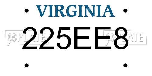 225EE8 Virginia License Plate