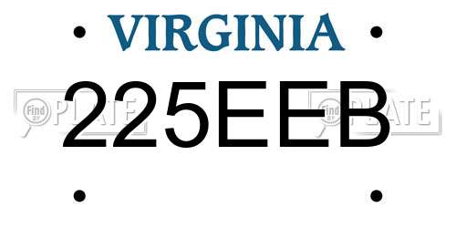 225EEB Virginia License Plate