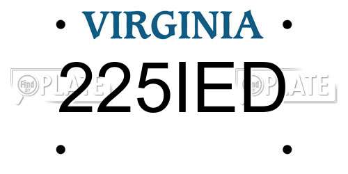 225IED Virginia License Plate
