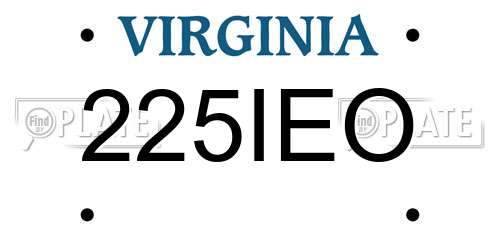 225IEO Virginia License Plate