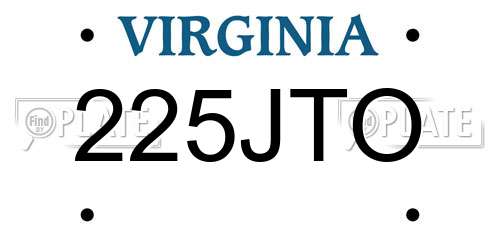 225JTO Virginia License Plate