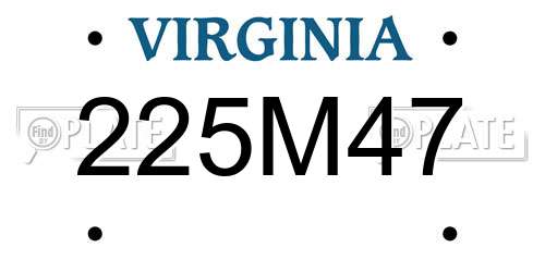 225M47 Virginia License Plate