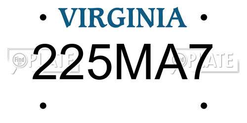 225MA7 Virginia License Plate