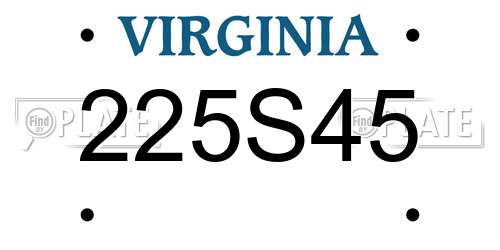 225S45 Virginia License Plate