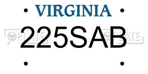 225SAB Virginia License Plate