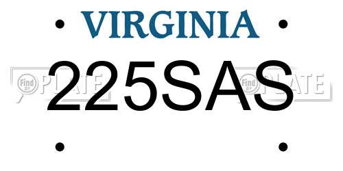 225SAS Virginia License Plate