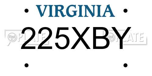 225XBY Virginia License Plate