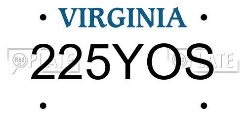 225YOS Virginia License Plate