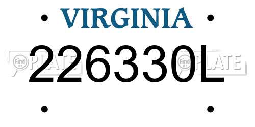 226330L Virginia License Plate
