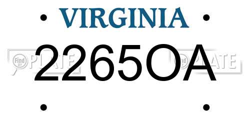 2265OA Virginia License Plate