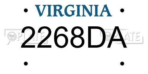 2268DA Virginia License Plate