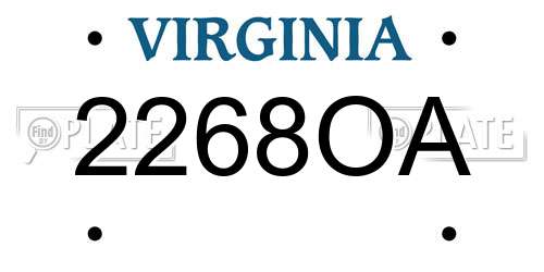 2268OA Virginia License Plate