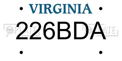 226BDA Virginia License Plate