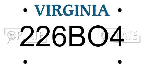 226BO4 Virginia License Plate