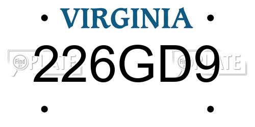 226GD9 Virginia License Plate