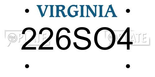 226SO4 Virginia License Plate
