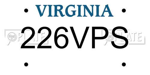 226VPS Virginia License Plate