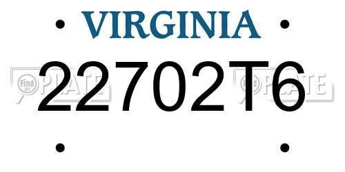 22702T6 Virginia License Plate