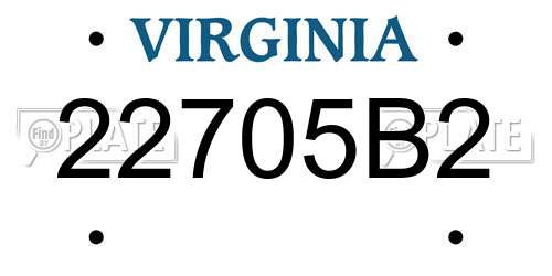 22705B2 Virginia License Plate