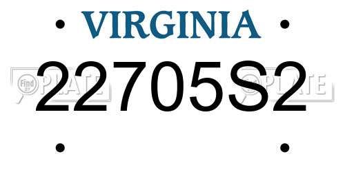 22705S2 Virginia License Plate