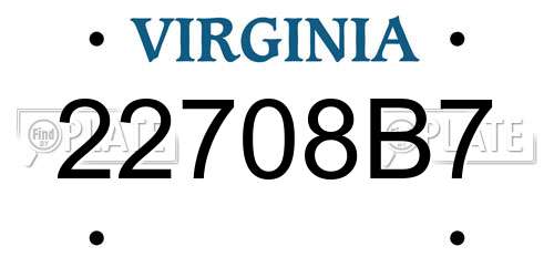 22708B7 Virginia License Plate