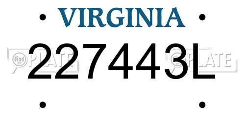 227443L Virginia License Plate