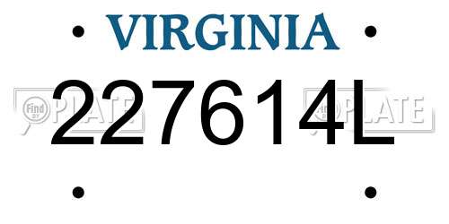 227614L Virginia License Plate